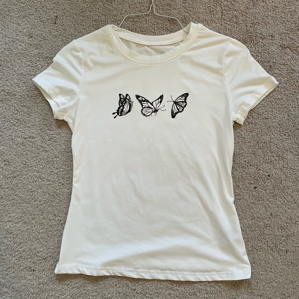 SHEIN White Butterfly Shirt